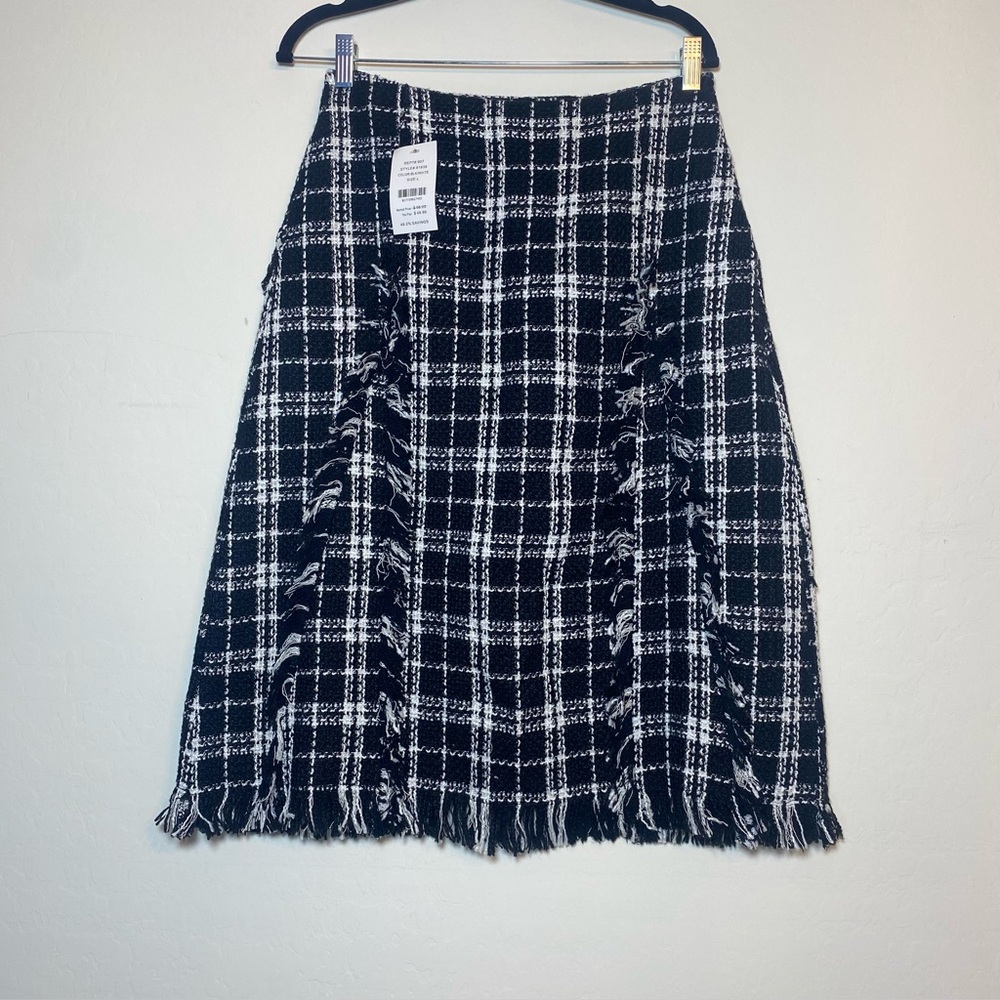 WD.NY Black and White Checkered A-Line Skirt